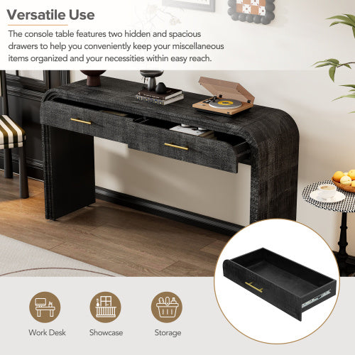 Unique Retro Silhouette Console Table with Two Top Drawers