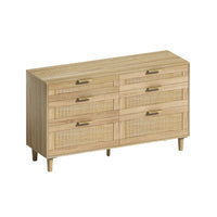 Thumbnail for Rattan 6 Drawer Dresser with Metal Handle & Wood Legs