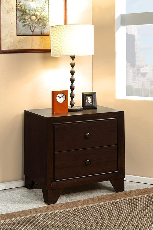 Espresso Rubber Wood Nightstand