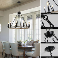 Thumbnail for Rustic Farmhouse 10-Light Candle Chandelier