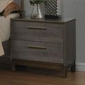 Contemporary 1pc Nightstand Two Tone Antique Gray Bedroom Furniture Nightstand