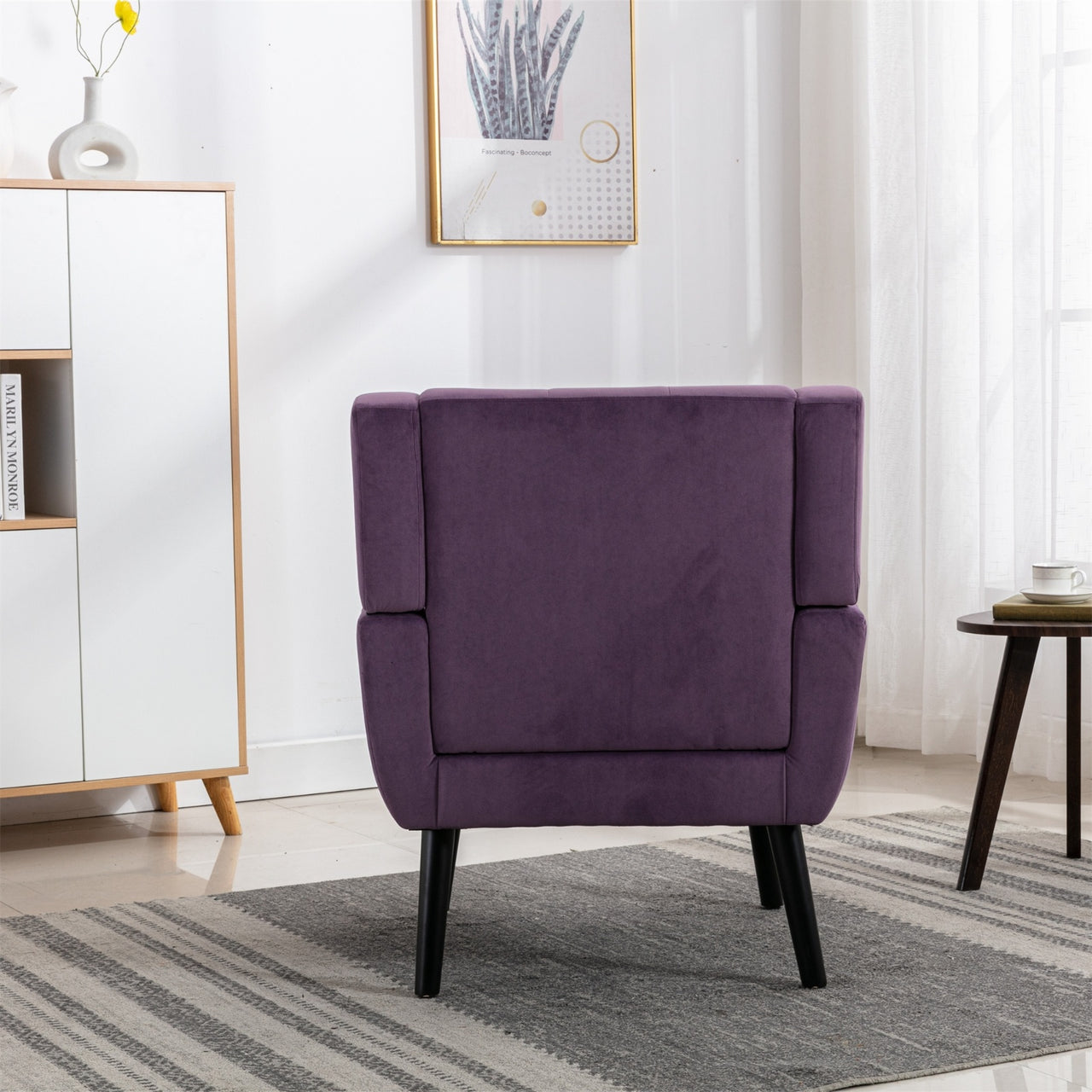 Modern Soft Velvet Ergonomic Accent Chair For Living Room