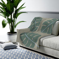 Thumbnail for Abstract Leaves Green Plush Blanket Throw