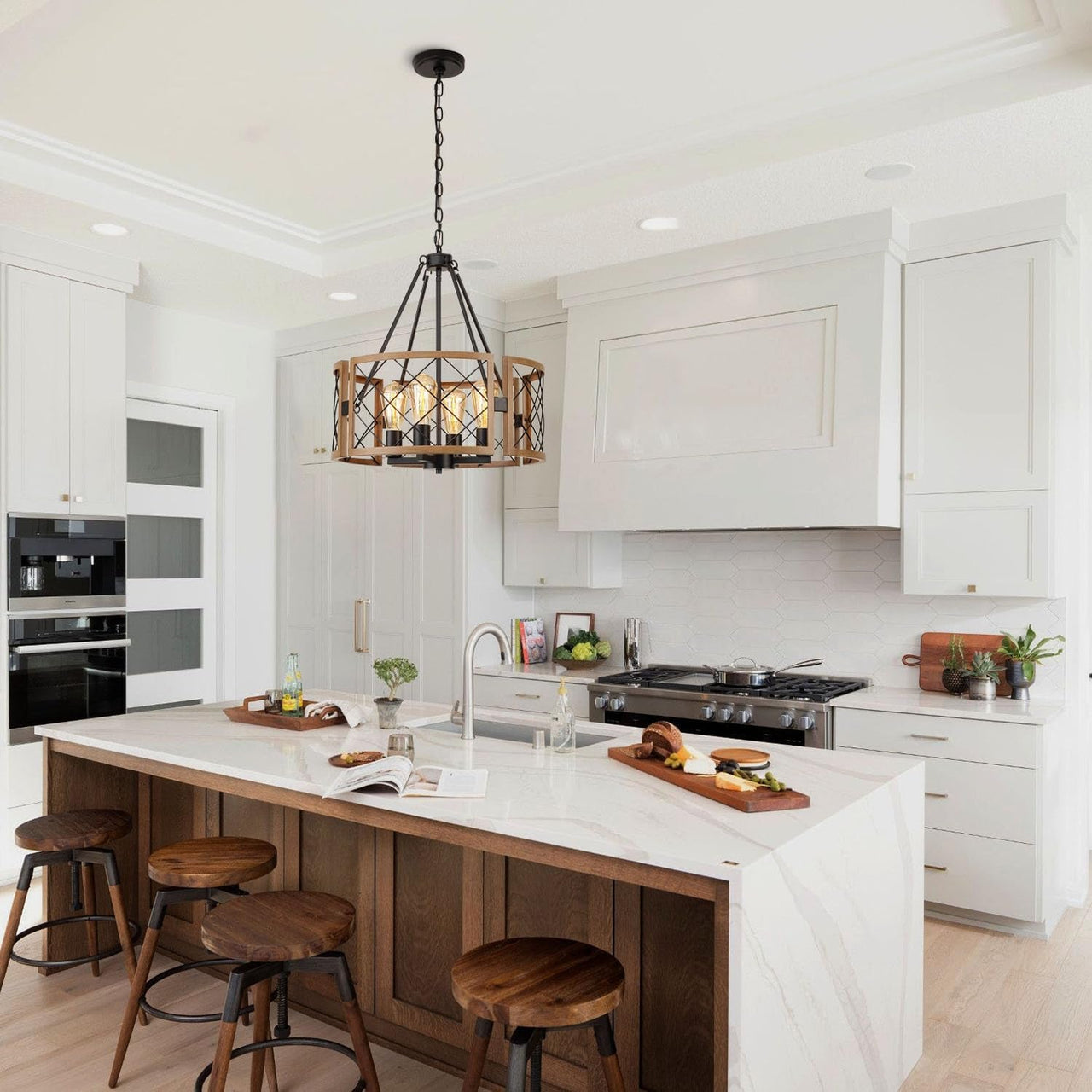 Farmhouse Chandelier - Adjustable 4-Lights