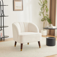 Thumbnail for Upholstered Barrel Accent Chair With Wooden Legs