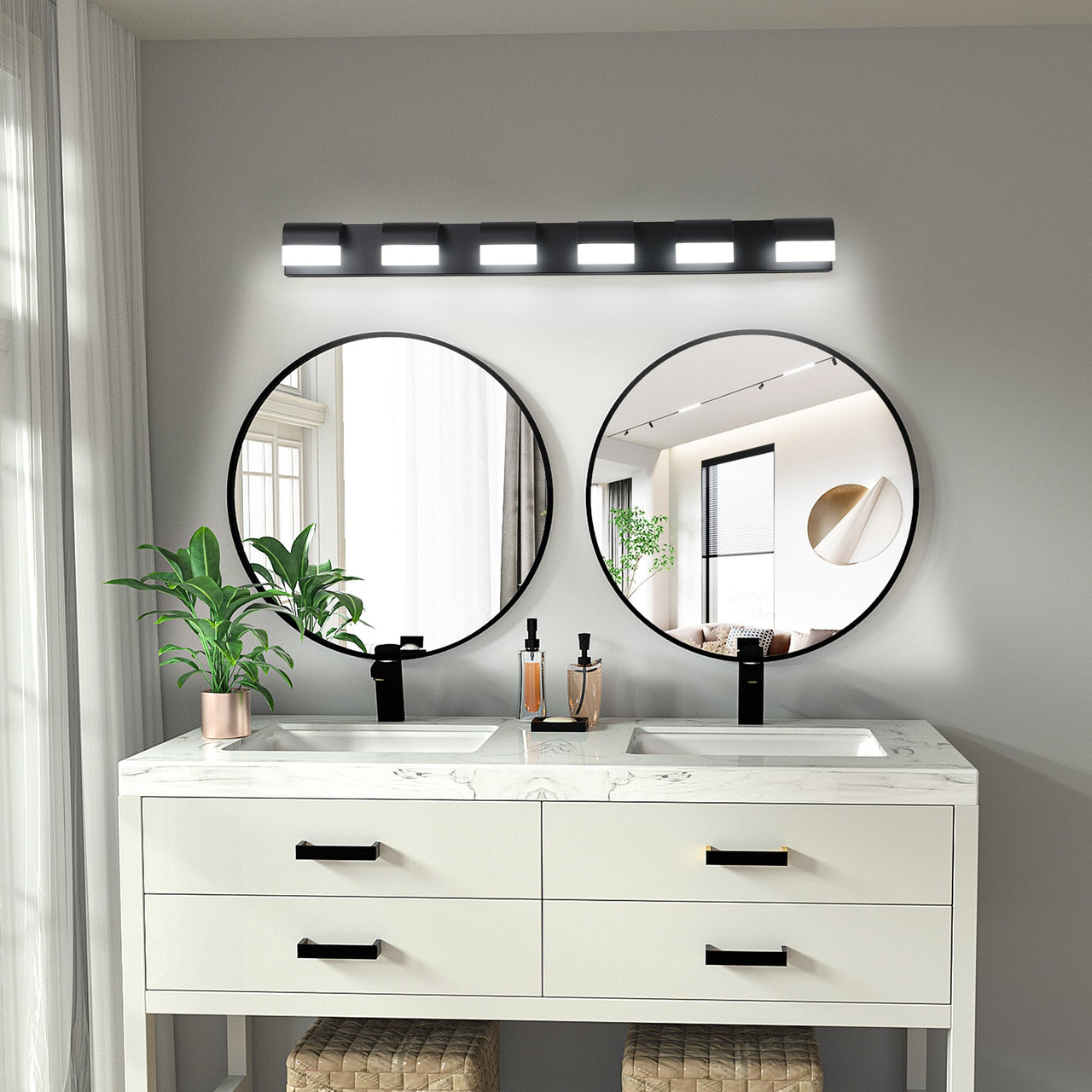 Modern Bathroom Vanity Lighting 6-Light LED Over Mirror