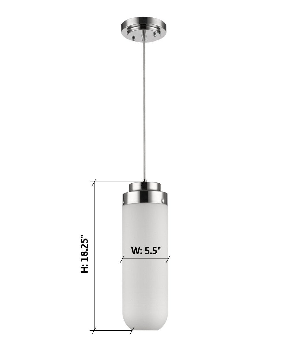 Solar 1-Light Polished Nickel Pendant With Frosted Glass Shade