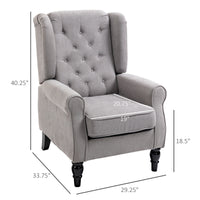 Thumbnail for Gray Fabric Tufted Club Accent Chair With Removable Cushion