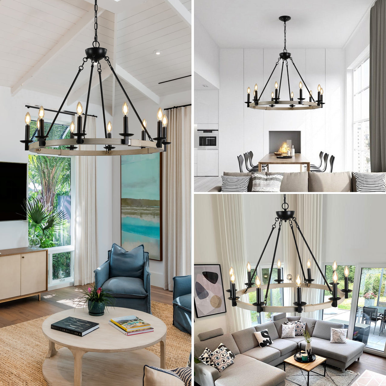 Rustic Farmhouse 10-Light Candle Chandelier