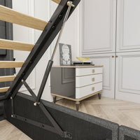 Thumbnail for Queen Size Bed Frame With Lift Up Storage Bed & Modern Wingback Headboard