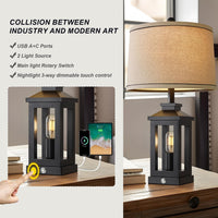 Thumbnail for Retro Black Table Lamps Touch Control