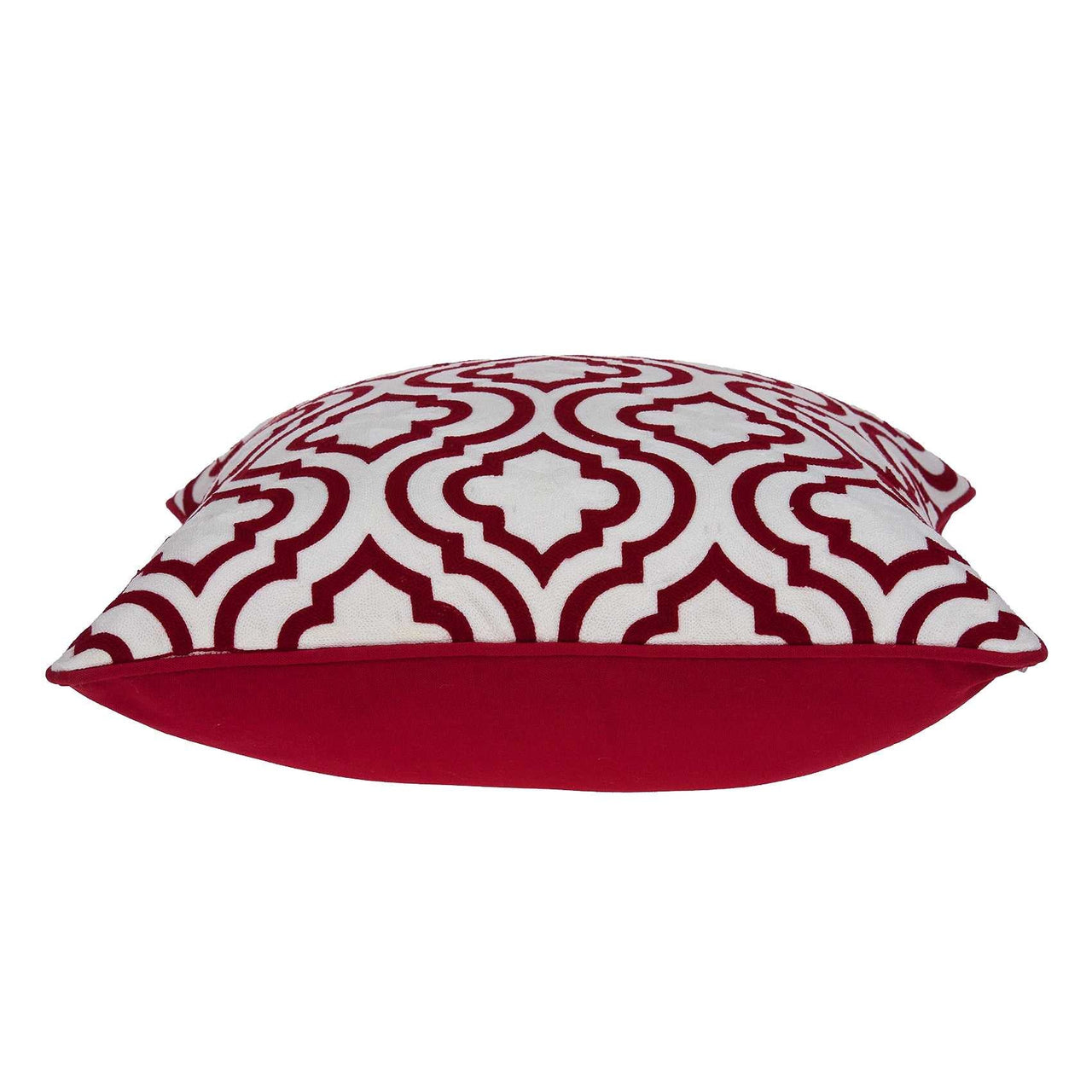 Transitional Red and White Accent Pillow