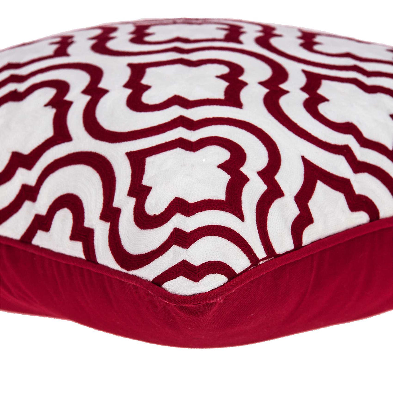 Transitional Red and White Accent Pillow