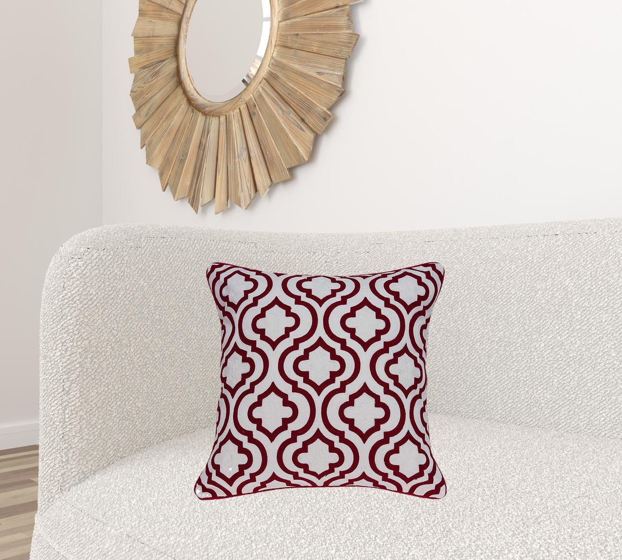 Transitional Red and White Accent Pillow