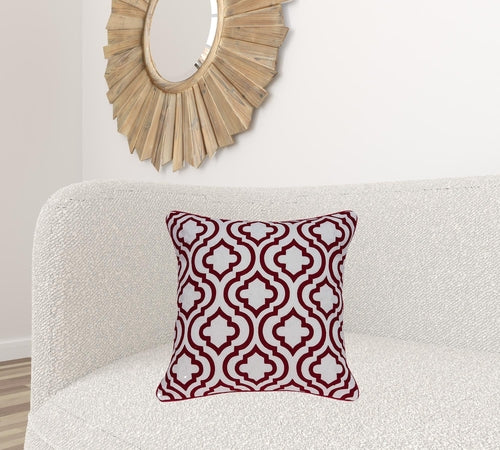 Transitional Red and White Accent Pillow
