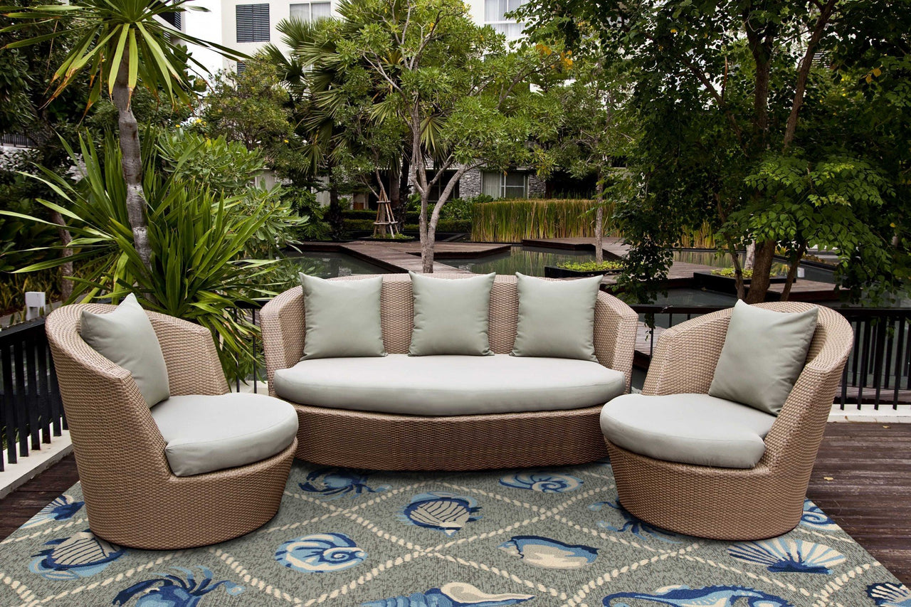 Grey Seaside UV Treated Outdoor Rug