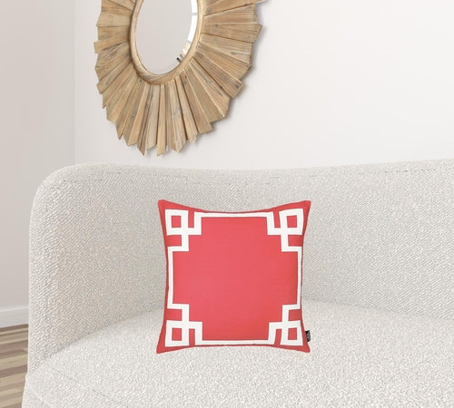 Square Red and White Geometric Decorative Throw Pillow Cover