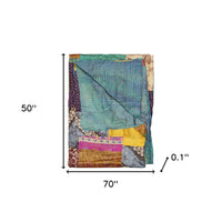 Thumbnail for Green and White Quilted Cotton Throw Blanket