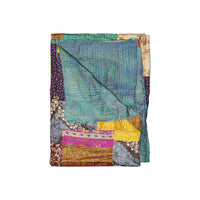 Thumbnail for Green and White Quilted Cotton Throw Blanket