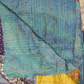 Green and White Quilted Cotton Throw Blanket