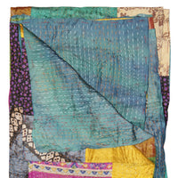 Thumbnail for Green and White Quilted Cotton Throw Blanket