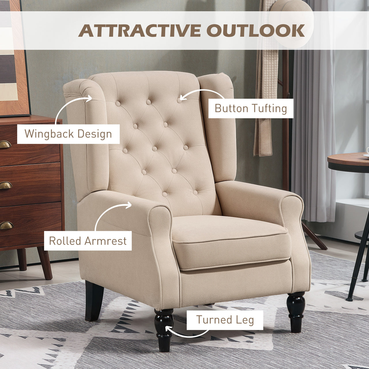 Wingback Accent Chair For Living Room