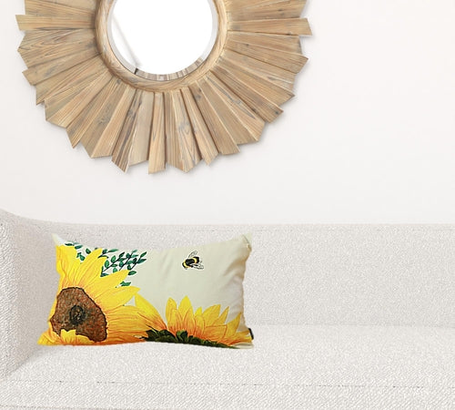 Set of 4 20inches Sunflower Bee Lumbar Pillow Cover