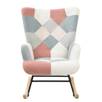Thumbnail for Mid Century Fabric Rocker Chair With Wood Legs