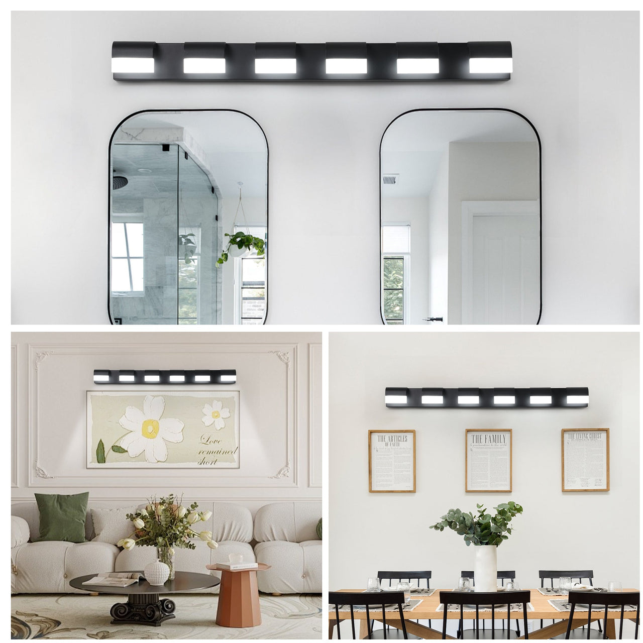 Modern Bathroom Vanity Lighting 6-Light LED Over Mirror