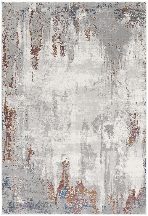 Gray And Ivory Modern Abstract Area Rug