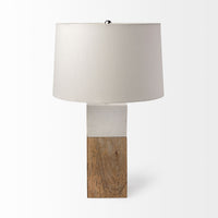 Thumbnail for White Marble And Natural Wood Block Table Lamp