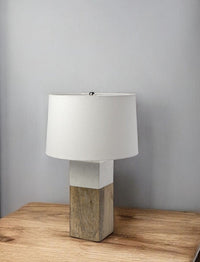 Thumbnail for White Marble And Natural Wood Block Table Lamp