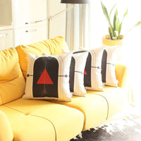 Thumbnail for Set Of 4 Red Geometric Printed Pillow Covers