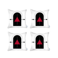Thumbnail for Set Of 4 Red Geometric Printed Pillow Covers