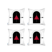 Thumbnail for Set Of 4 Red Geometric Printed Pillow Covers