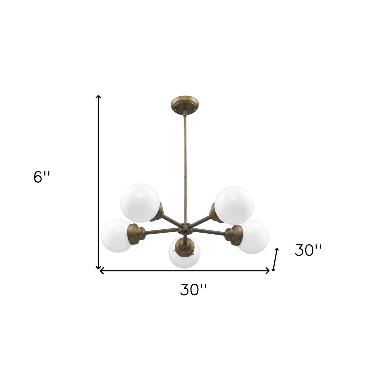 Bronze Five Light Mid Centrury Modern Chandelier