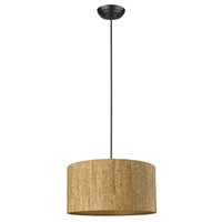 Thumbnail for Matte Black Cork Shade Modern One Light Hanging Pendent Lamp