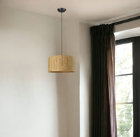 Thumbnail for Matte Black Cork Shade Modern One Light Hanging Pendent Lamp