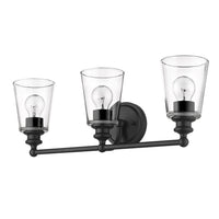 Thumbnail for Three Light Matte Black Glass Shade Wall Sconce