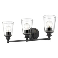 Thumbnail for Three Light Matte Black Glass Shade Wall Sconce