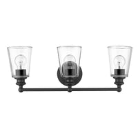 Thumbnail for Three Light Matte Black Glass Shade Wall Sconce