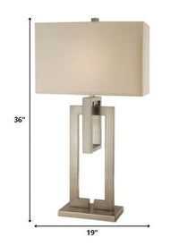 Thumbnail for Nickel Iron Geometric Table Lamp With Ivory Shade