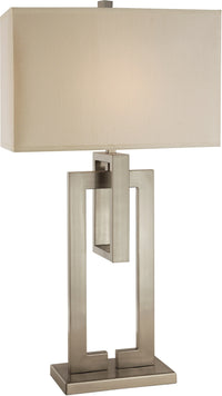 Thumbnail for Nickel Iron Geometric Table Lamp With Ivory Shade