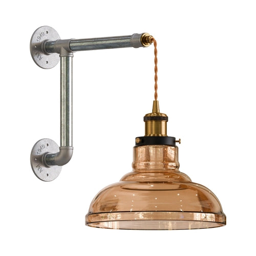 Amber Glass Shade Swing Arm Wall Lamp