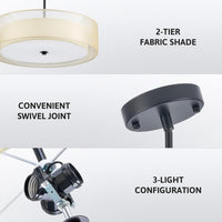Thumbnail for Black Drum Pendant Light 3-Light Fabric