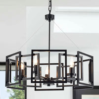 Thumbnail for Geometric Industrial Style Chandelier With Matt Black Shade