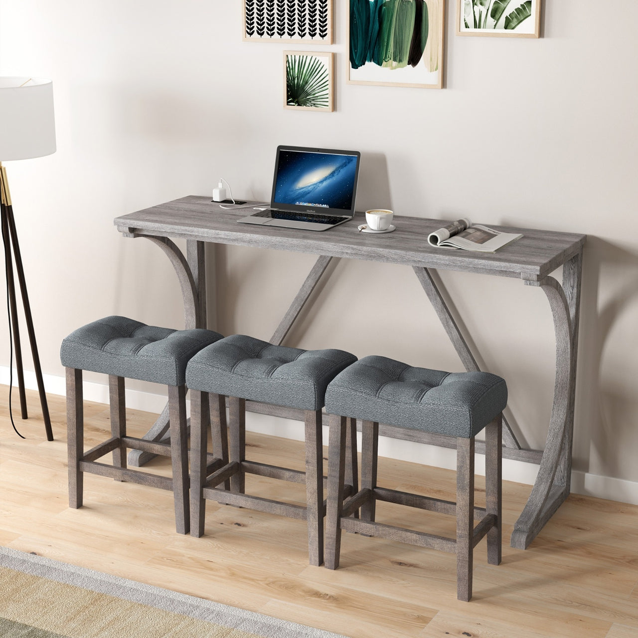 Bar Table Set With Power Outlet