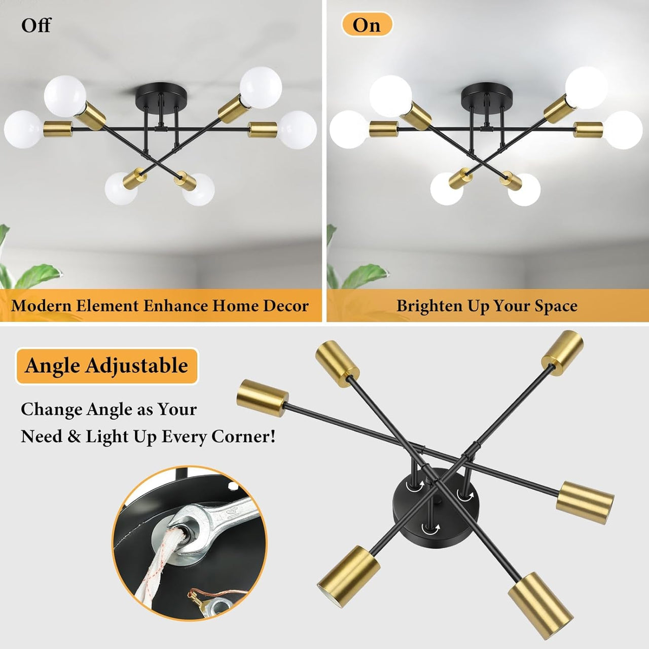 6-Light Farmhouse Semi Flush Mount Ceiling
