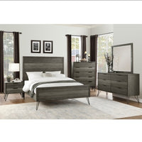 Thumbnail for Contemporary Three-Tone Gray Finish Nightstand Perched Atop Metal Legs Acacia Veneer Modern Bedroom Furniture