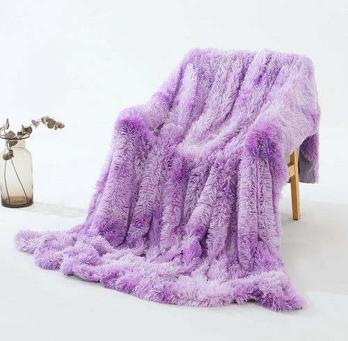 Warm & Fluffy Throw Blanket with Faux Fur